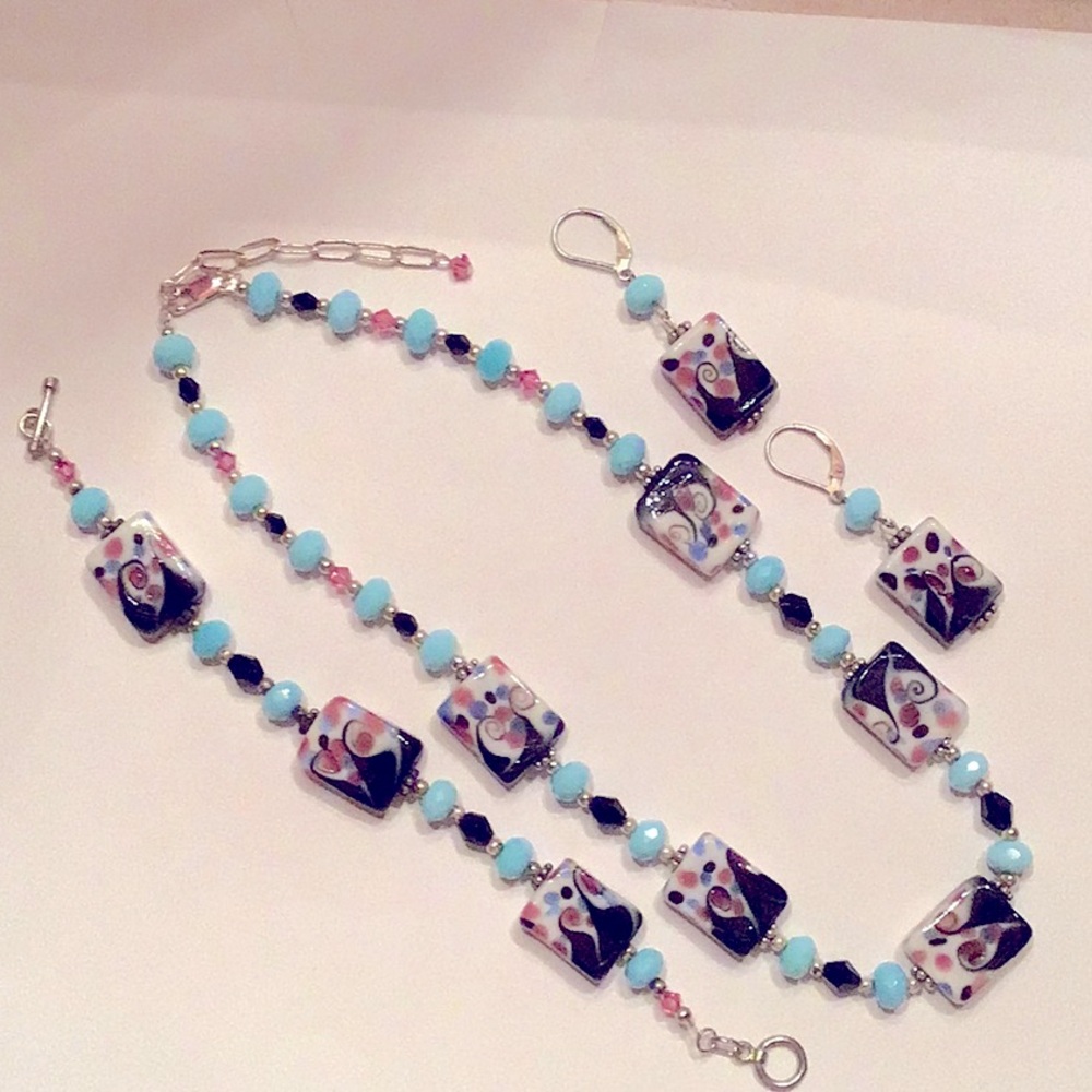 New 3 piece Handmade Sterling Silver Necklace,Bracelet & Earring Set